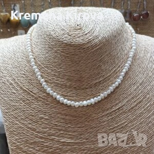 Дамско колие от естествени перли и стомана. Бижута Луди гъби. Идея за подарък.