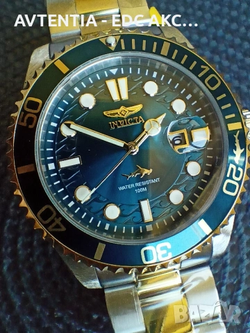 Часовник Invicta Prodiver 100м, механизъм Seiko/Hattori/TMI, корона на винт, 43мм, синьо-зелен, снимка 5 - Мъжки - 54582280