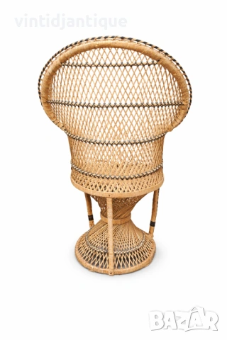 Ретро ратанов стол тип „Паун“, снимка 3 - Столове - 54133100