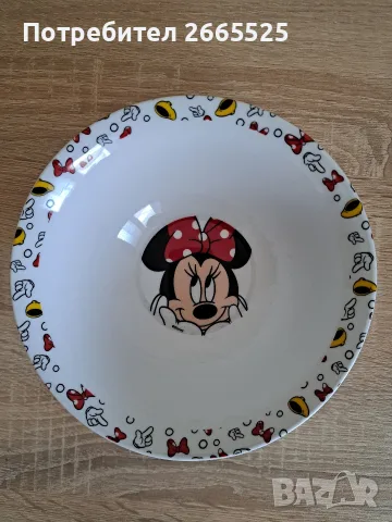 Детски комплект чиния и купичка Minnie Mouse, снимка 4 - Прибори, съдове, шишета и биберони - 55670312