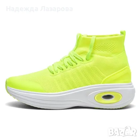 Дамски обувки без връзки , мрежа , платформа леки дишащи за ходене - Сигнално зелени EU 41, снимка 4 - Маратонки - 55602611
