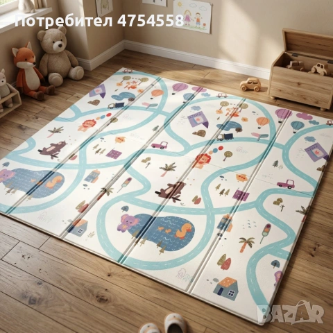 Двулицев образователен детски килим Горски лабиринт 180 х 200 см - водоустойчив, сгъваем, снимка 6 - Килими - 53991816