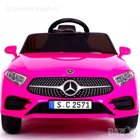 Розова акумулаторна кола Mercedes Benz CLS350 с кожена седалка 12V, снимка 8 - Детски велосипеди, триколки и коли - 55506856