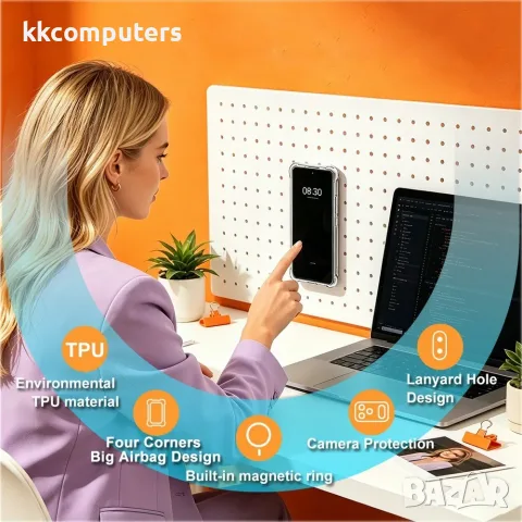 IMAK за TCL K70 NxtPaper 5G Магнитен Airbag Удароустойчив TPU Калъф със Скрийн Протектор – Прозрачен, снимка 4 - Калъфи, кейсове - 55611295