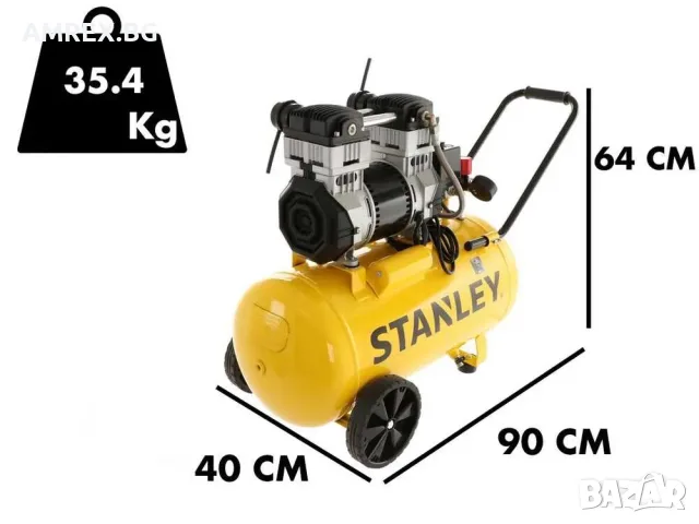 Тих безмаслен компресор Stanley 50 л, 2 к.с., снимка 2 - Селскостопанска техника - 55393757