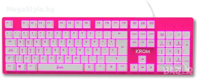 KROM BARBIE KANDY - Бяла LED мембранна клавиатура, мишка 6400 DPI оптичен сензор, снимка 2 - Клавиатури и мишки - 55674182
