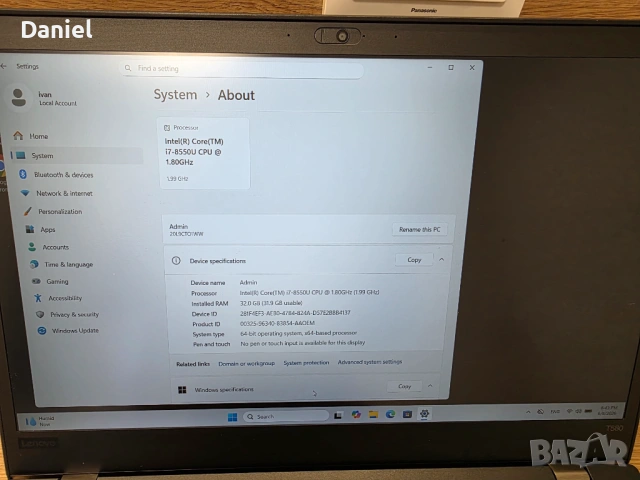 ThinkPad T580 Intel I7 32GB, снимка 6 - Лаптопи за работа - 53245453
