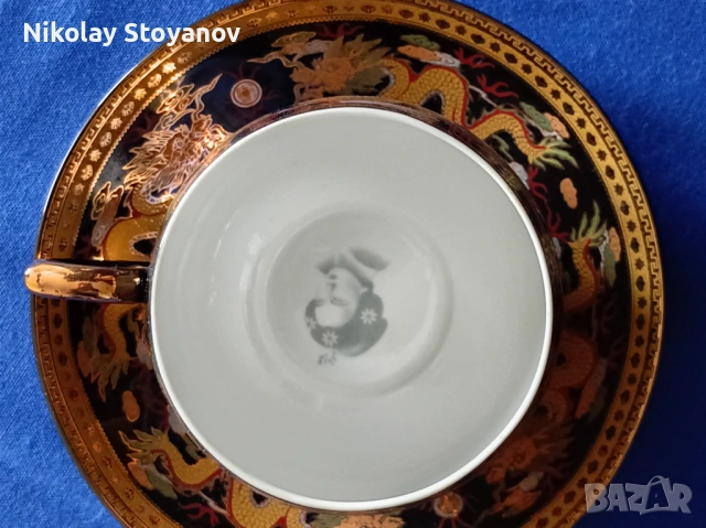 Винтидж японски стил порцеланови чаши с дракони – Gold Collection, снимка 3 - Чаши - 54575166