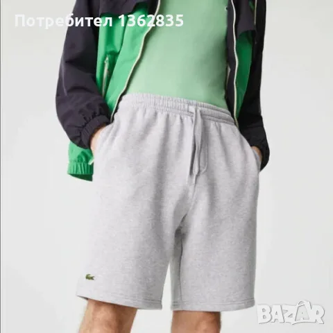 НОВИ оригинални памучни светло сиви къси гащета бермуди LACOSTE / Лакосте  размер 5 / L от САЩ