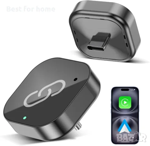Spedal 2026 Безжичен CarPlay адаптер USB C, Plug & Play Auto-Connect, Съвместим с автомобили от 2016