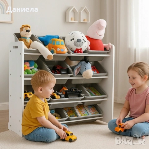 Детски органайзер за играчки XXL с 12 кутии – Край на бъркотията в детската стая, снимка 3 - Други - 54974478
