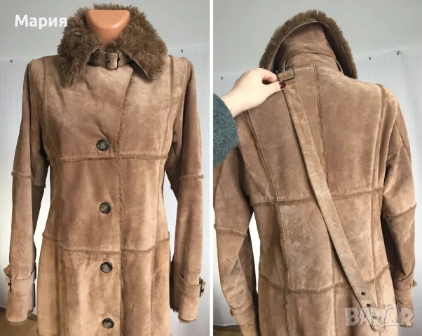 С / М H&M Дамско Палто Естествена Кожа Велур, снимка 6 - Палта, манта - 55675912