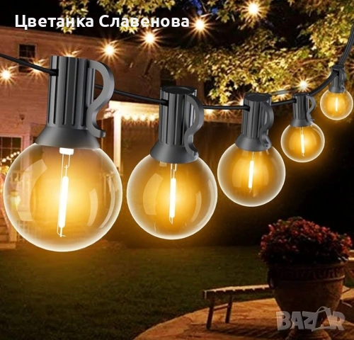 G40 LED String Lights – декоративни градински лампи 20метра 1W, снимка 4 - Декорация за дома - 54080919