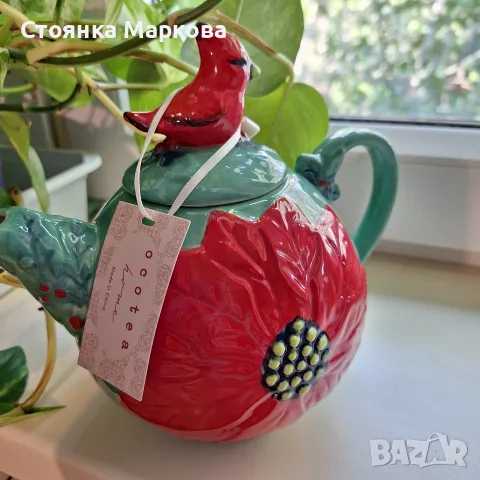 Нов керамичен чайник с капаче птиче, снимка 4 - Декорация за дома - 55583880