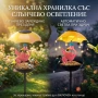 Градинска соларна лампа-хранилка за птици с фламинго и автоматично LED осветление, снимка 2