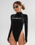 Черно изрязано боди Shein, снимка 4