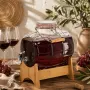 Стъклен диспенсър за напитки 8L, с кран и бамбукова поставка, снимка 5