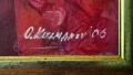 Картина, момиче в червено, худ. Огнян Кузманов, 2006 г., снимка 3