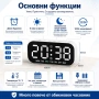 Настолен електронен часовник с термометър аларма календар постоянно светещ на ток за офис дома, снимка 2
