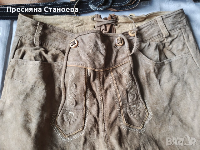 Автентични баварски кожени панталони (Lederhosen) – Alpin и Wild & Wald, Естествена кожа, снимка 12 - Къси панталони - 54640058