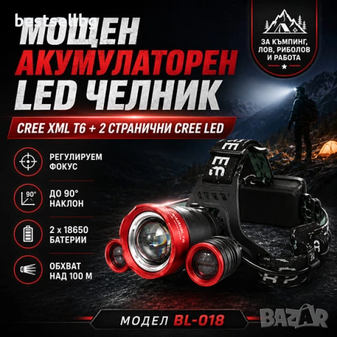 Професионален зареждащ се LED челник фенер за глава планина туризъм лов