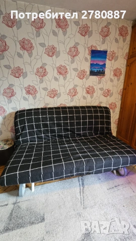 Разтегателен диван IKEA PS с Матрак Murbo и оригинален калъф Rute в черно / бяло , снимка 2 - Дивани и мека мебел - 54742149