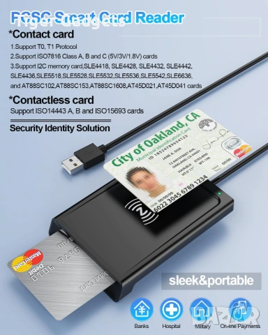 USB Smart Card Reader с NFC – четец за смарт карти, лични карти и SIM карти, снимка 7 - Друга електроника - 54883144