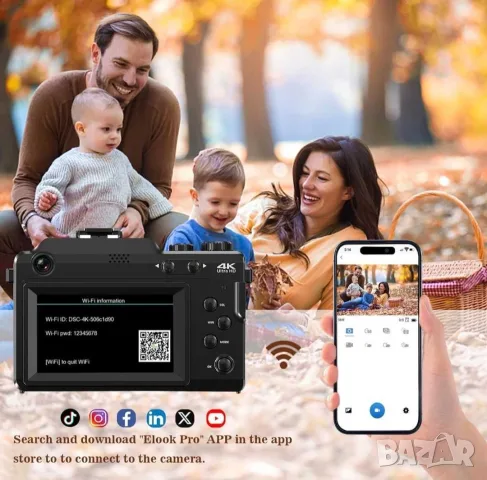 HD ултра зум 18x цифров фотоапарат с Wi-Fi, снимка 5 - Фотоапарати - 55303848