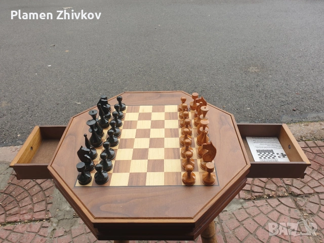 Поръчково изработен дървен шах , снимка 8 - Антикварни и старинни предмети - 53959036