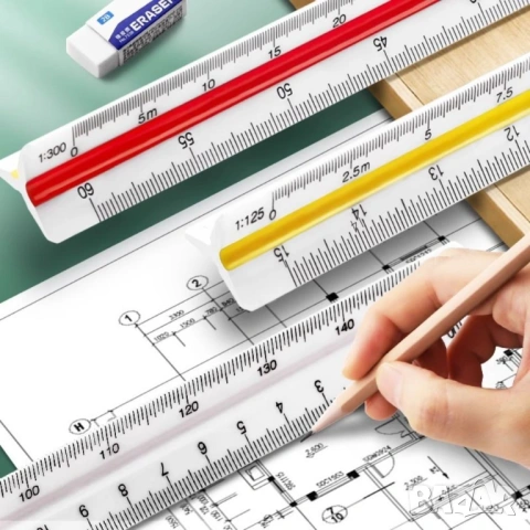 Оригинал ROTRING Немска Комбинирана 13-в-1 Мащабна ЛИНИЯ 1:25 - 1:2500 Тристранна Реверсивна БАРТЕР, снимка 2 - Други инструменти - 50116052