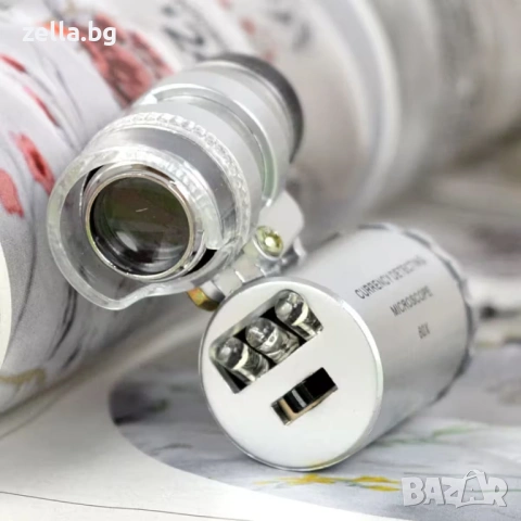 Микроскоп лупа 60x с LED и UV светлина – за проверка на банкноти, бижута часовници и документи 10064, снимка 11 - Антикварни и старинни предмети - 54656907