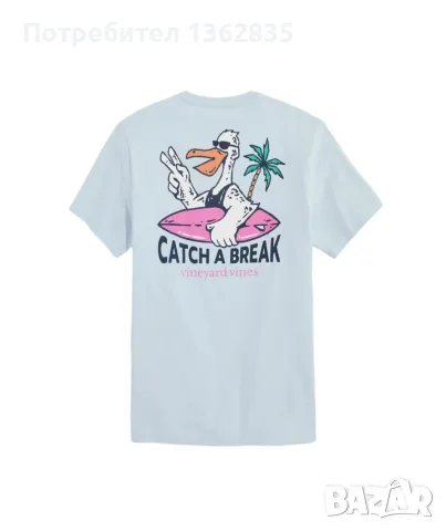 НОВА оригинална светло синя памучна тениска VINEYARD VINES размер L от САЩ, снимка 2 - Тениски - 55361513