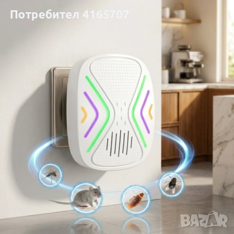 Ултразвуков репелент против гризачи и насекоми – защита до 130 м², безопасен за хора и домашни любим, снимка 3 - Други стоки за дома - 54467733