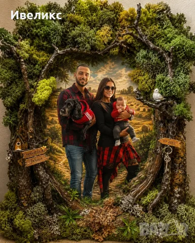 Персонализирана 3D картина с естествен мъх и природни материали, снимка 3 - Картини - 55461803
