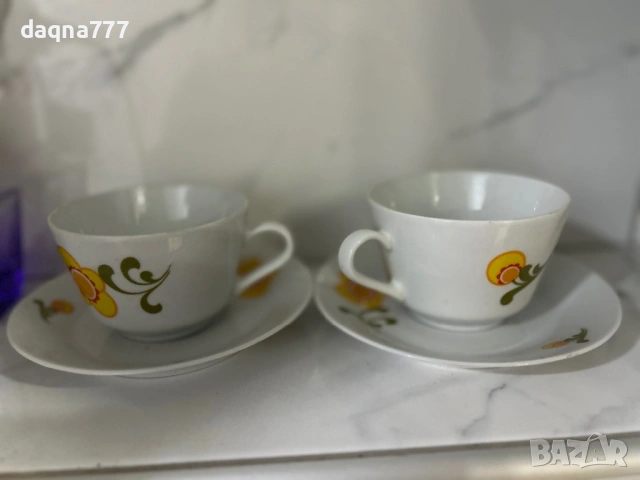 Сет от 2 чаши с чинийки от 70-те години ГДР, снимка 13 - Чаши - 54261641