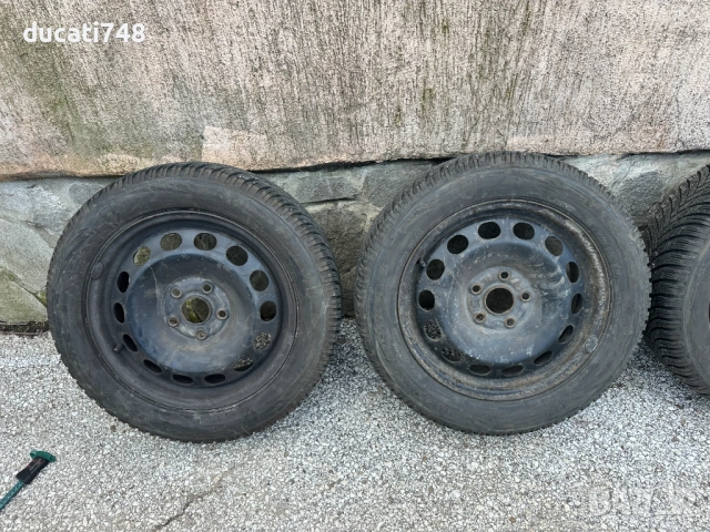 4бр. железни джанти 16" 5х112 с гуми 205/55/16 - VW, Audi, Seat, Skoda - VAG, снимка 3 - Гуми и джанти - 54127738