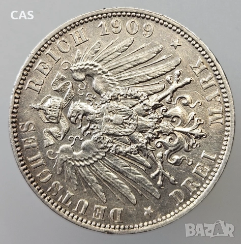 3 Марки 1909 Саксония, снимка 4 - Нумизматика и бонистика - 54571048