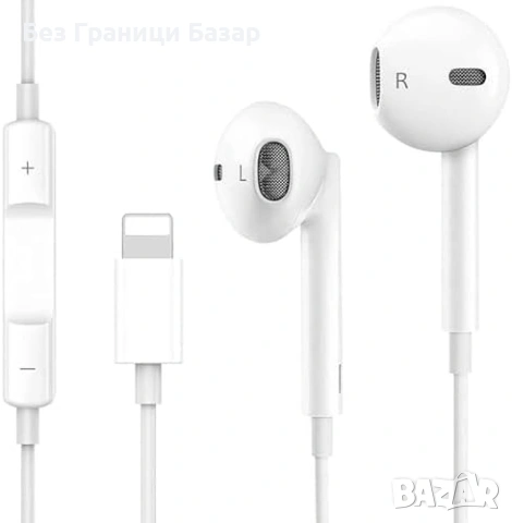 Нови кабелни Жични слушалки за iPhone с микрофон и контрол на звука