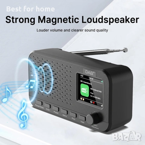 DAB радио с Bluetooth, презареждащо се цифрово FM радио, преносимо DAB+ радио с батерии, снимка 5 - Радиокасетофони, транзистори - 54539150