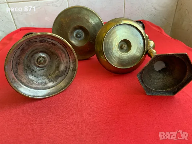 Лот стари месингови свещници 4 бр., снимка 3 - Декорация за дома - 55630804