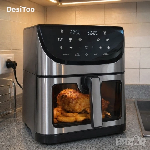 ❗️Промоция❗️Фритюрник с горещ въздух 8L с 11 програми и LCD дисплей