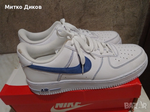 Nike Air Force 1 '07 LV8 бяло сини US 9.5 UK 8.5 #43 стелка 375 мм нови ест.кожа, снимка 4 - Маратонки - 54957835