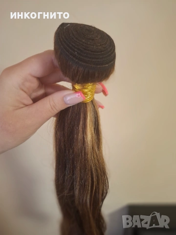 Екстеншън / треса от естествена коса, снимка 2 - Аксесоари за коса - 54151445