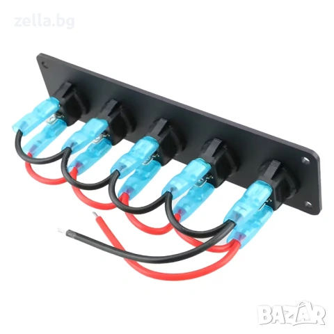 Панел с 5 ON/OFF превключвателя със синя LED светлина 12V/24V 20A – за тунинг, лодки, камиони 10306, снимка 12 - Друга електроника - 54663330