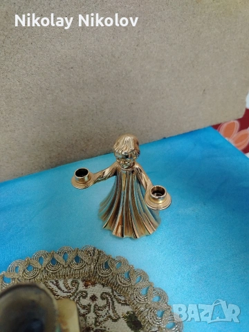 винтидж месингови свещници, снимка 5 - Декорация за дома - 54017352