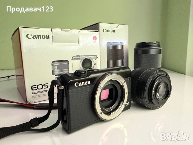 Canon EOS M100 + EF-M 15-45 mm + EF-M 55-200 mm, снимка 2 - Фотоапарати - 54415082