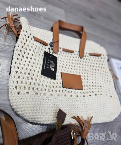 Плетена чанта от памучна материя Bag to Bag, снимка 3 - Чанти - 55120626