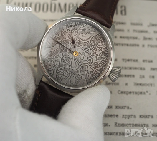 Ръчен часовник ЕТА 6498 с дамасков циферблат