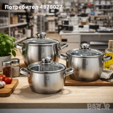 Комплект тенджери Swissgold EMMIE (SG-18099) – 3 броя с 5-слойно капсуловано дъно, снимка 10 - Съдове за готвене - 55440794