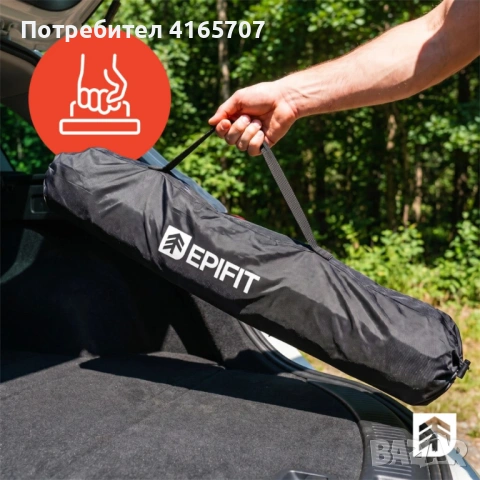 Сгъваем къмпинг стол EPIFIT черен – Здрав, лек и удобен до 120 кг, метална конструкция и калъф за но, снимка 2 - Градински мебели, декорация  - 54823474